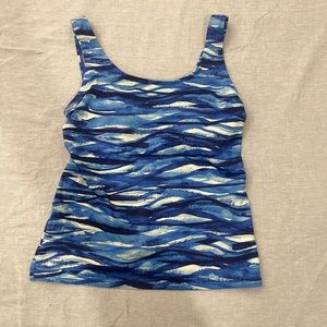 Ll. Bean wave print swim top, size small.